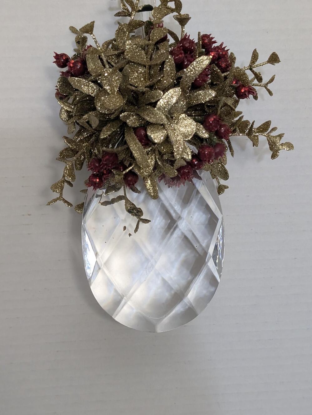 Vintage Acrylic Mistletoe Faceted Large Crystal